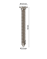 creos™ screw fixation, Self-tapping bone fixation screws, 1.5 x 12 mm (5/pkg)