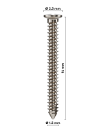 creos™ screw fixation, Self-tapping bone fixation screws, 1.5 x 14 mm (5/pkg)